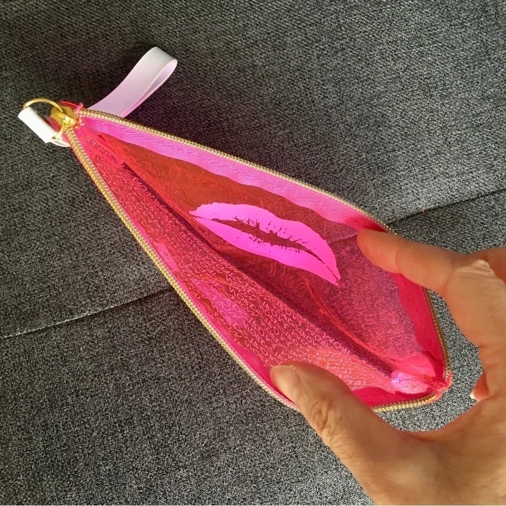 Nordstrom Clear Neon Lips Mini Clutch, Wristlet, Pink, White